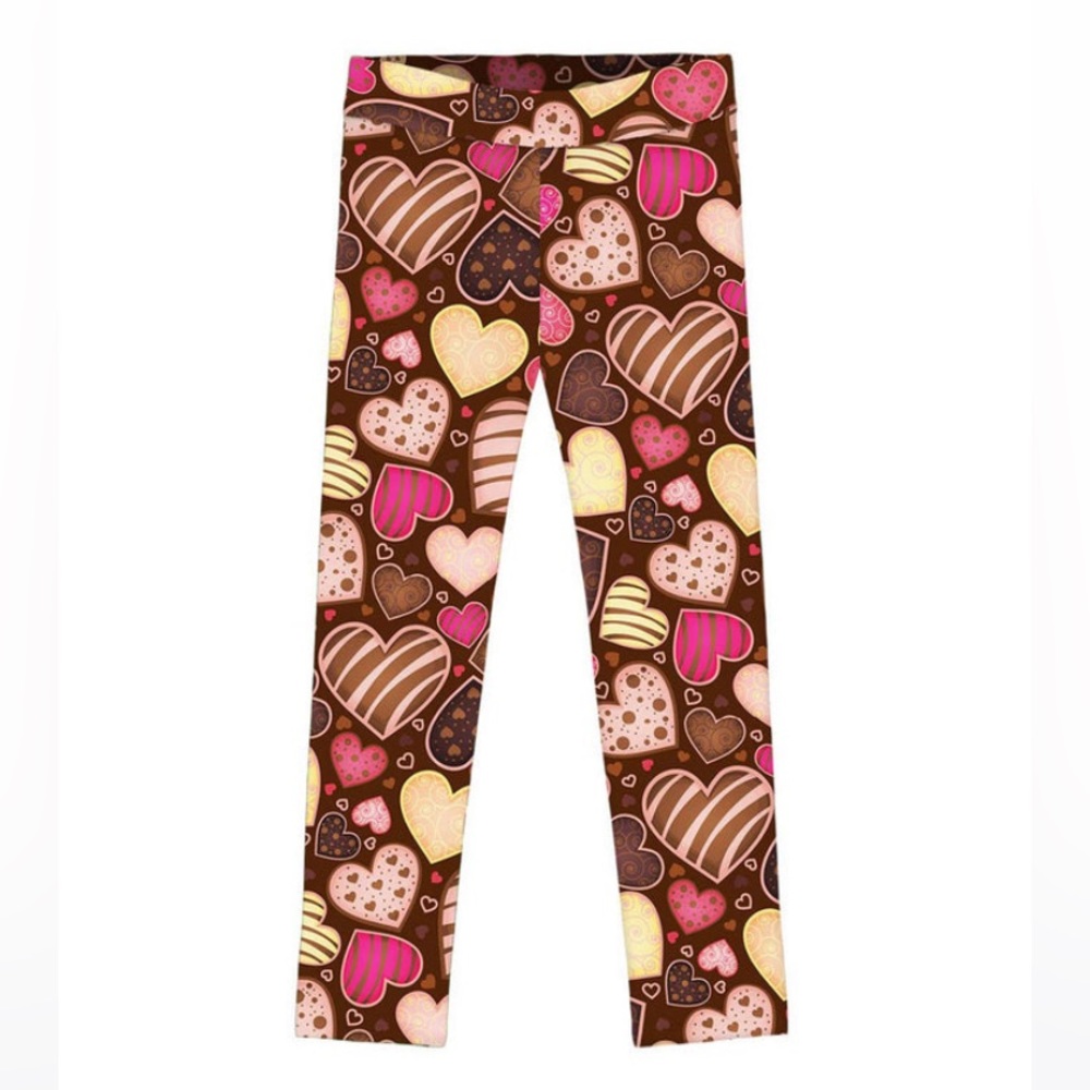 Pineapple Clothing Lucy Leggings Heart Pink Brown Size 5 / 6